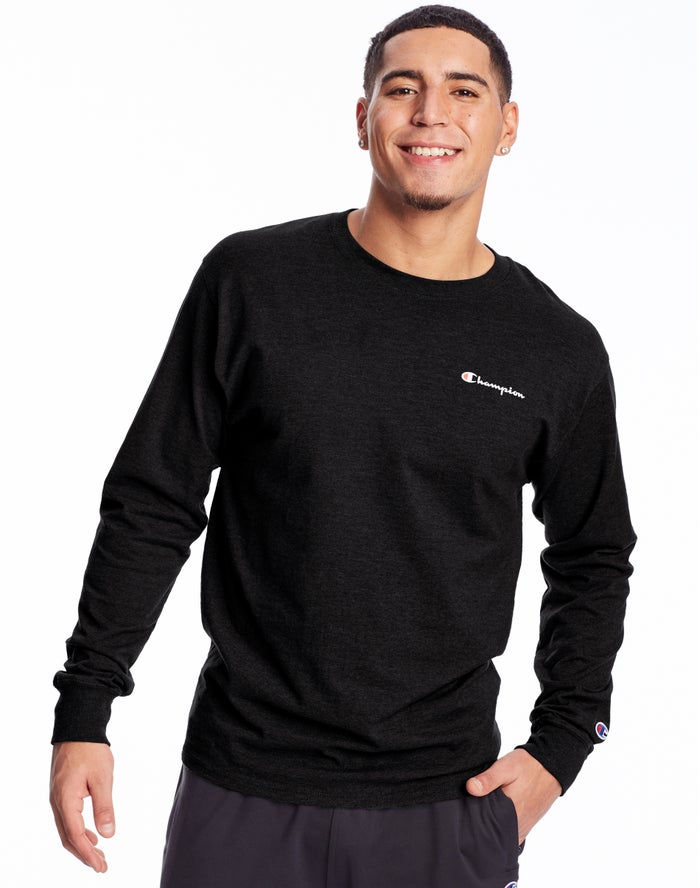 Camiseta Champion Hombre - Classic Jersey Long-Sleeve Script Logo ( Negras ) 7806439-DN